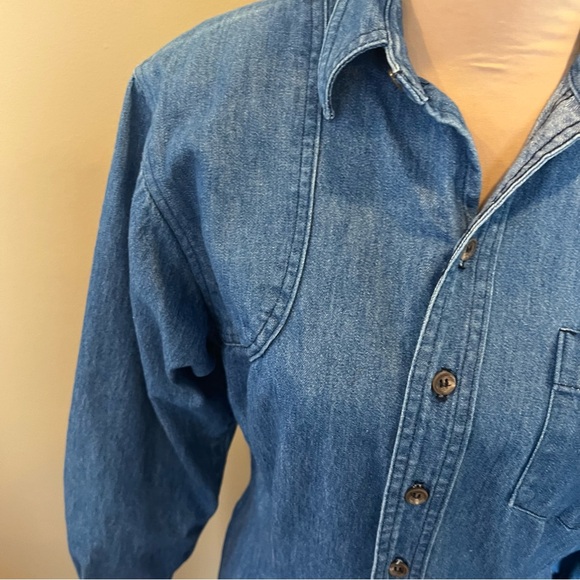 Ralph Lauren Women’s Denim Dress Size 10 VINTAGE Button Front Shoulder Pads 80’s - Picture 6 of 15